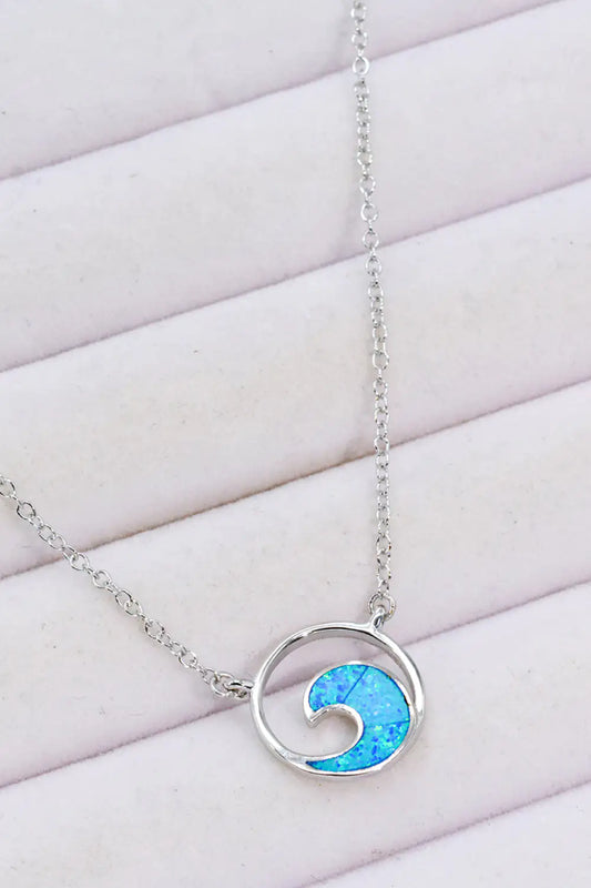 Silver Opal Wave Necklace